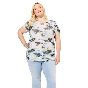 Torrid Stretch Mesh Crew Neck Ruched Top Multicolor NWT Size 3X